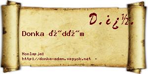 Donka Ádám névjegykártya